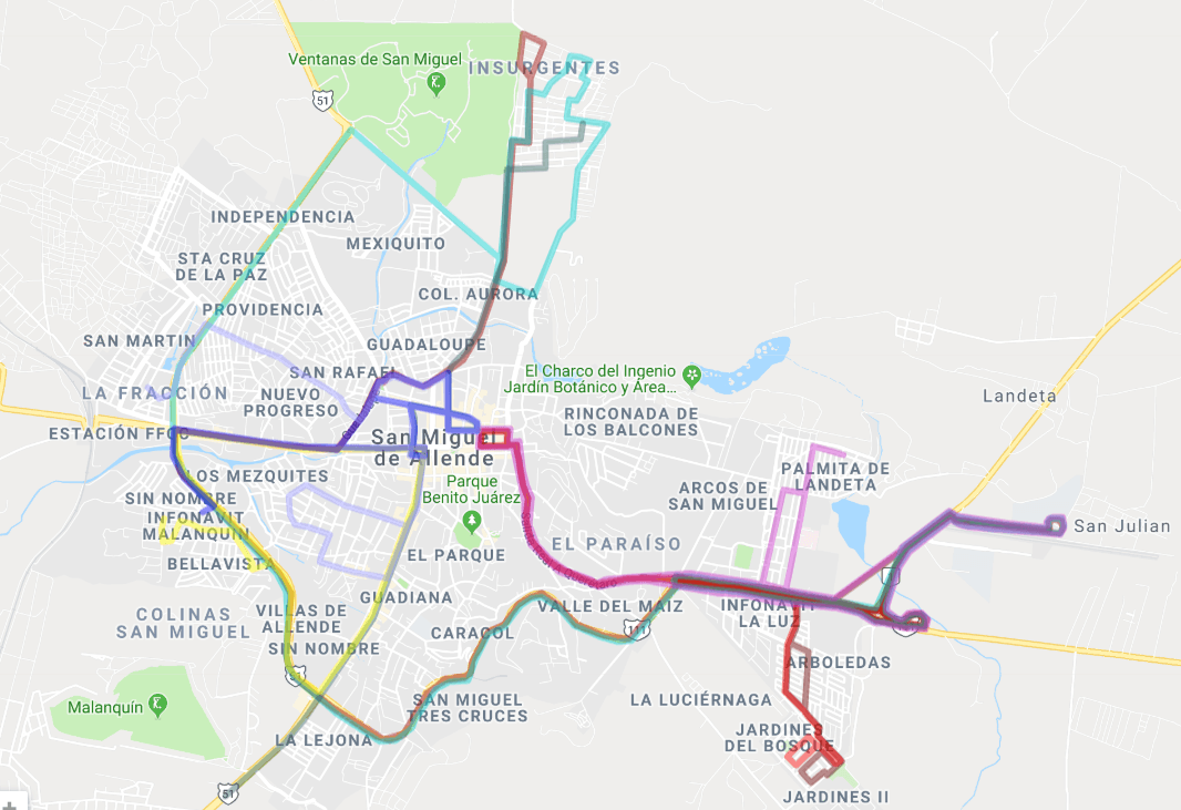 Bus Routes in San Miguel de Allende